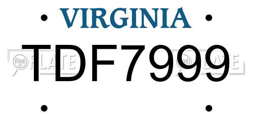 TDF7999 Virginia License Plate