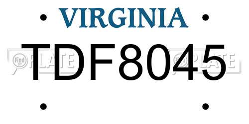 TDF8045 Virginia License Plate