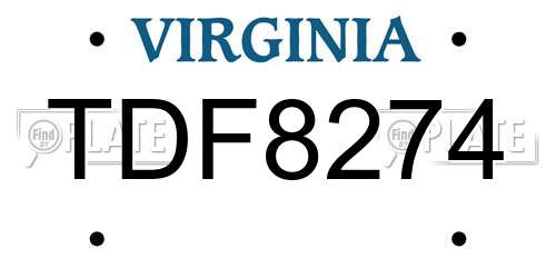 TDF8274 Virginia License Plate