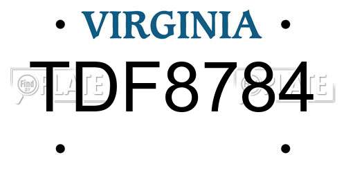 TDF8784 Virginia License Plate