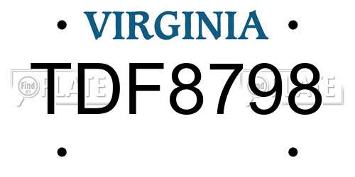 TDF8798 Virginia License Plate