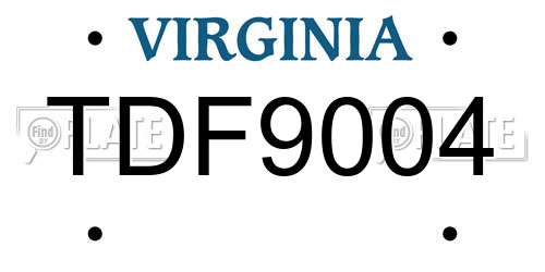 TDF9004 Virginia License Plate