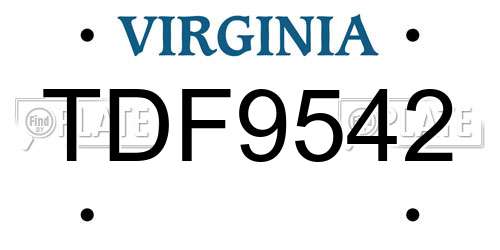 TDF9542 Virginia License Plate