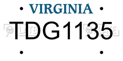 TDG1135 Virginia License Plate