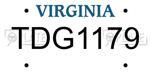 TDG1179 Virginia License Plate