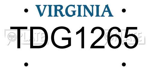 TDG1265 Virginia License Plate