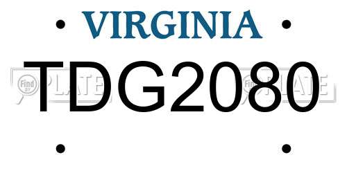 TDG2080 Virginia License Plate