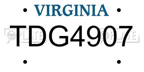 TDG4907 Virginia License Plate