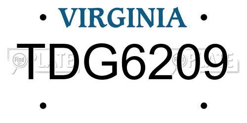 TDG6209 Virginia License Plate