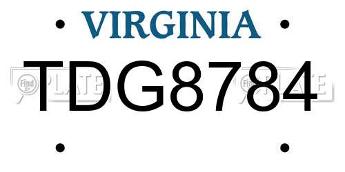 TDG8784 Virginia License Plate