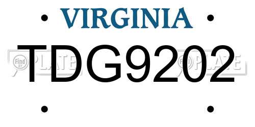 TDG9202 Virginia License Plate