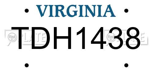 TDH1438 Virginia License Plate