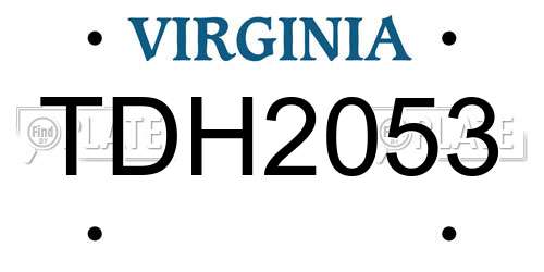 TDH2053 Virginia License Plate