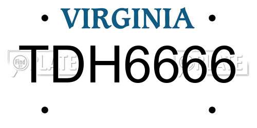 TDH6666 Virginia License Plate