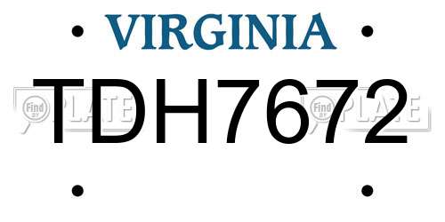 TDH7672 Virginia License Plate