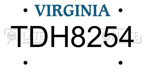 TDH8254 Virginia License Plate