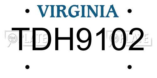 TDH9102 Virginia License Plate