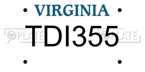 TDI355 Virginia License Plate
