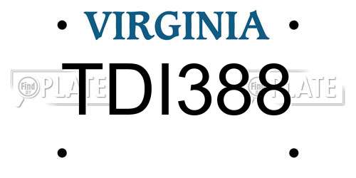 TDI388 Virginia License Plate