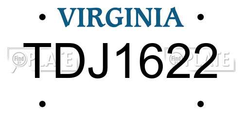 TDJ1622 Virginia License Plate
