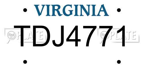 TDJ4771 Virginia License Plate