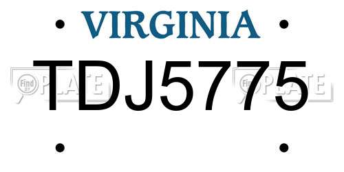 TDJ5775 Virginia License Plate