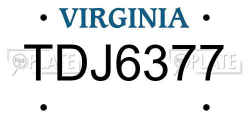 TDJ6377 Virginia License Plate