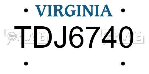TDJ6740 Virginia License Plate