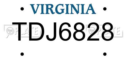 TDJ6828 Virginia License Plate