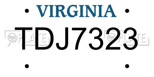 TDJ7323 Virginia License Plate
