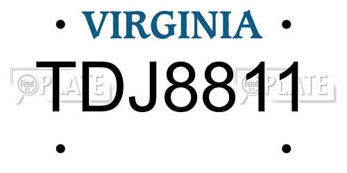 TDJ8811 Virginia License Plate