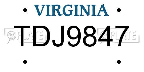 TDJ9847 Virginia License Plate