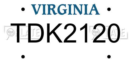 TDK2120 Virginia License Plate