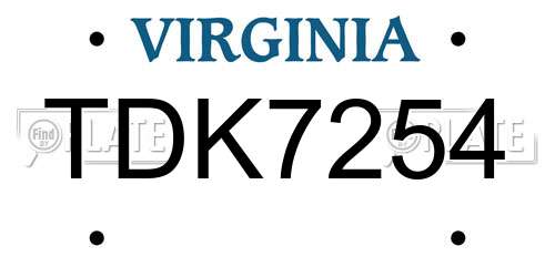 TDK7254 Virginia License Plate