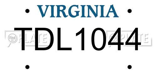 TDL1044 Virginia License Plate