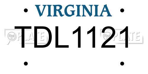 TDL1121 Virginia License Plate