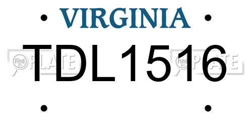TDL1516 Virginia License Plate