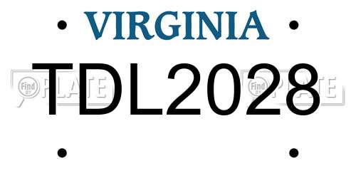 TDL2028 Virginia License Plate