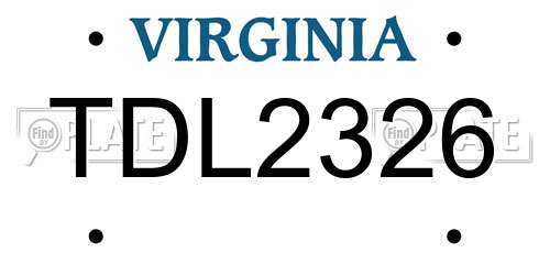 TDL2326 Virginia License Plate