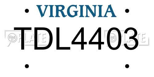 TDL4403 Virginia License Plate