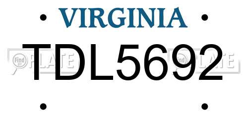 TDL5692 Virginia License Plate