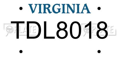 TDL8018 Virginia License Plate