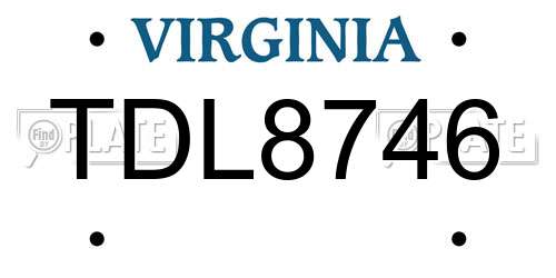 TDL8746 Virginia License Plate