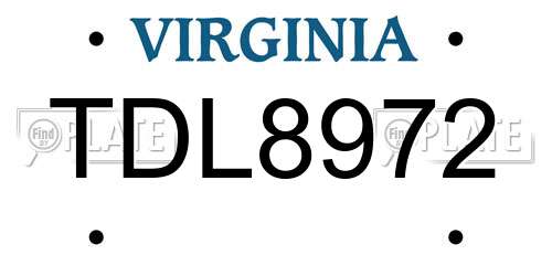 TDL8972 Virginia License Plate