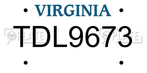 TDL9673 Virginia License Plate