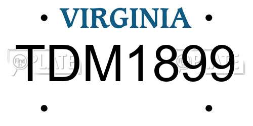 TDM1899 Virginia License Plate