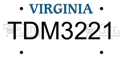 TDM3221 Virginia License Plate