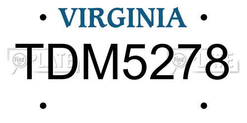 TDM5278 Virginia License Plate