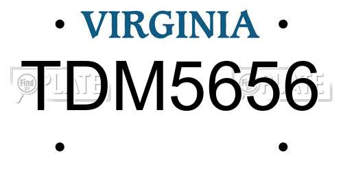 TDM5656 Virginia License Plate