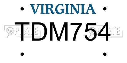TDM754 Virginia License Plate